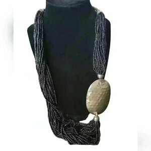 Black Seed Bead Necklace 24 Inches